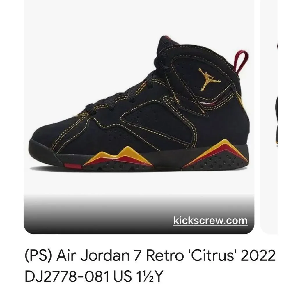 Air Jordan 7 Retro 'Citrus' US Basketball Sneakers, 1.5 Youth